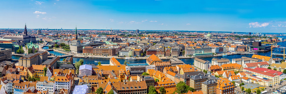 丹麦哥本哈根的全景视图