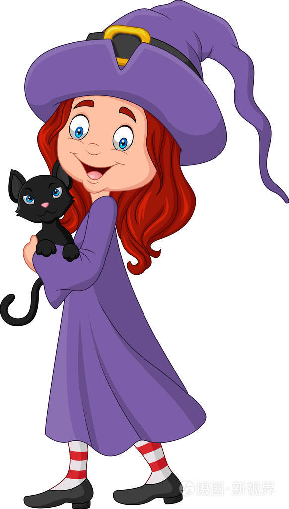 动漫小女巫控股黑猫
