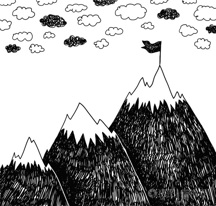 手绘的山顶插画-正版商用图片0bzfha-摄图新视界
