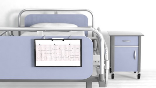 重点放在病人表心电图医院床和床头柜表