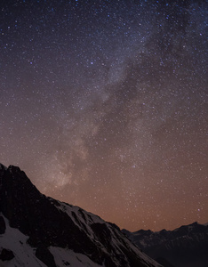 满天星斗的天空，在 Machhapuchre