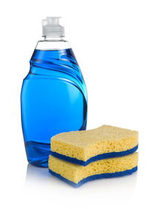 洗蓝色洗洁精的蓝色照片