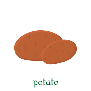马铃薯在白色背景上孤立的平面样式的图标