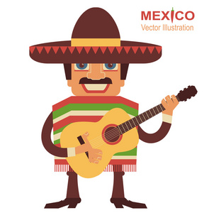 墨西哥人歌手与吉他