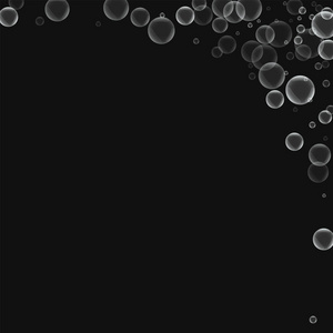 随机的肥皂泡沫抽象右上角与随机肥皂泡上黑色背景矢量