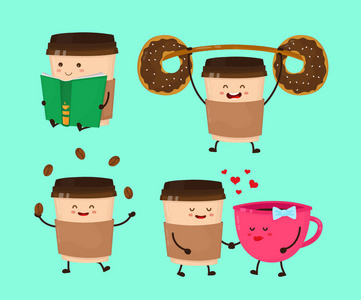 纸杯子矢量咖啡纸杯子矢量平面样式卡通照片