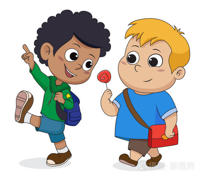 孩子步行上学 school.back