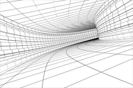 圆形, 环形霓虹灯, 抽象的迷幻正方形背景, 立方室, 走廊, 隧道透视