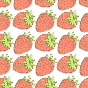 复古风格素描美味草莓