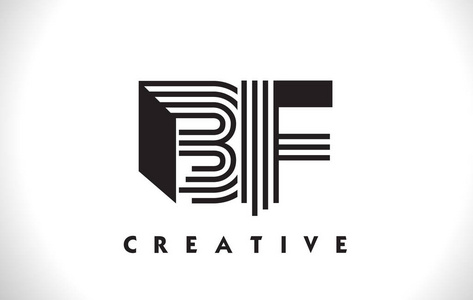 Bf Logo 带黑色线条设计的字母。线封信矢量点检