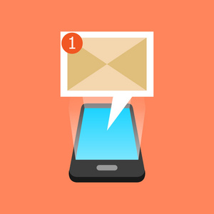 智能手机新消息接收的概念.等距设计照片