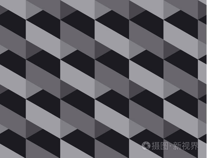 矢量与丝带中风和条纹无缝模式黑色和灰色的色彩的几何概念现代可重复