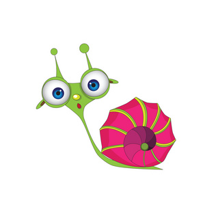 蜗牛,鱼和鲜花蜗牛软体动物卡通的图画书蜗牛和生菜的卡通插图蜗牛一