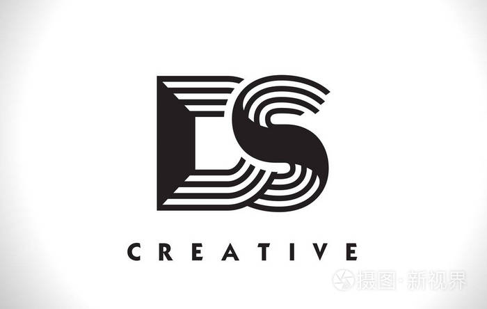 带黑色线条设计的dslogo字母线封信矢量点检
