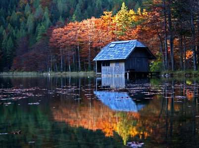 湖边小屋图片