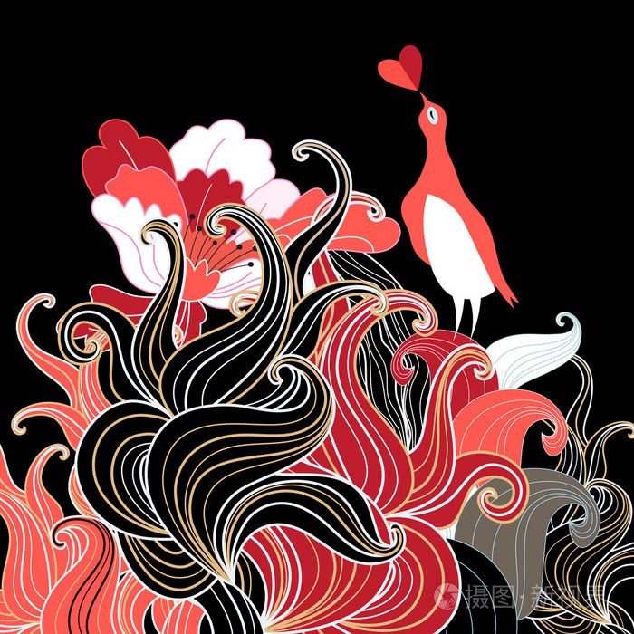 爱上了一只鸟的抽象背景