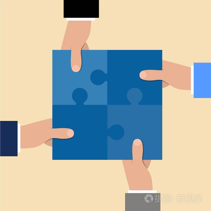 业务伙伴关系隐喻.解决方法和对策.携手合作,结合的象征