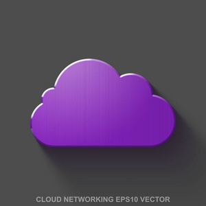 金属平云技术的 3d 图标。紫色有光泽的金属云灰色背景。10，Eps 矢量