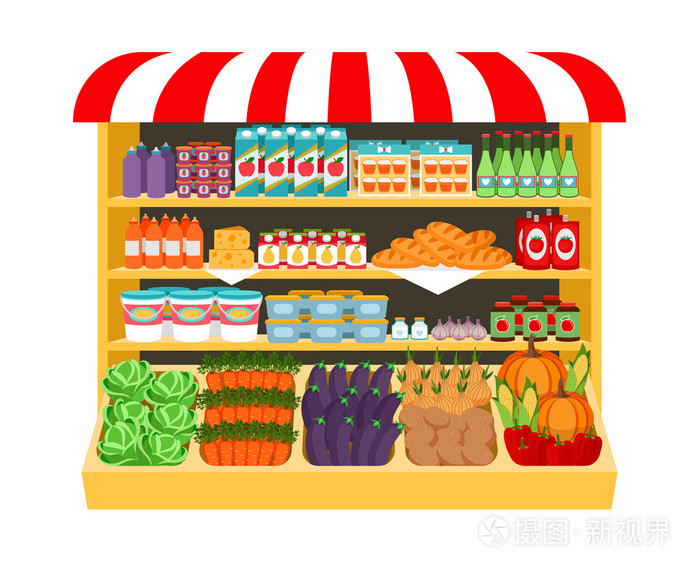超市货架简笔画 简单图片