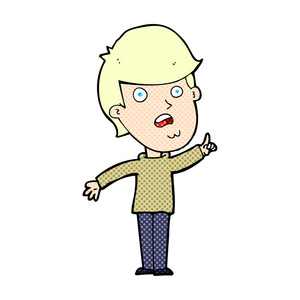 漫画卡通人提问这么有趣的人笑着显示手圈漫画手绘矢量插图一个可爱的