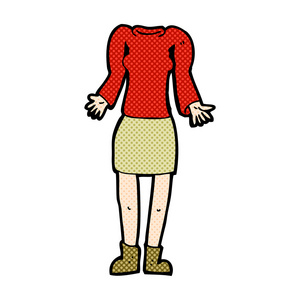 漫画卡通女性的身体，耸耸肩膀 混合和 matc