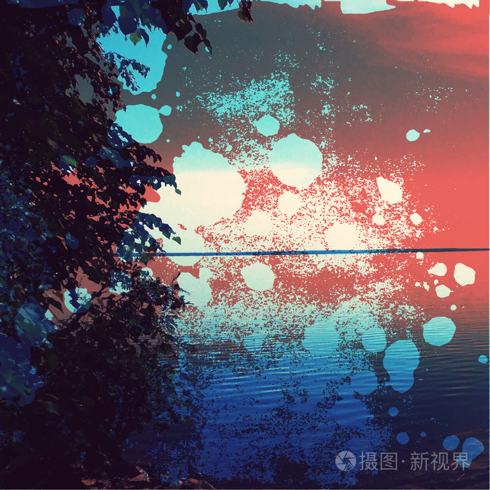 双曝光背景与美纹纸和海