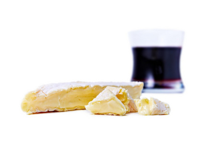 法国奶酪和红酒的玻璃