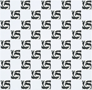 白色瓷砖在方形黑色棒棒糖图案的形式