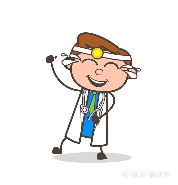卡通笑滑稽医生矢量图