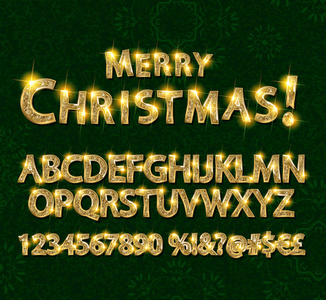 金色的字母和数字的圣诞
