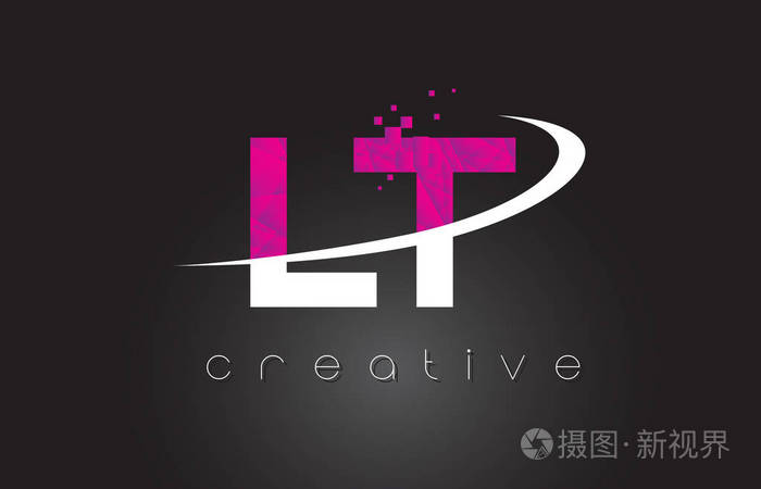 lt l t 创意字母设计与白色, 粉色