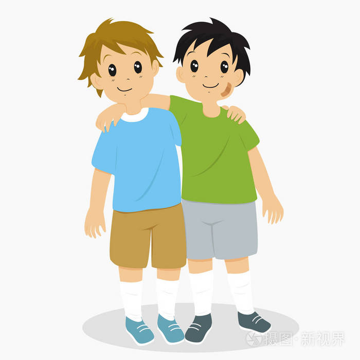 商人快乐卡通这个男孩和一只小狗玩耍.