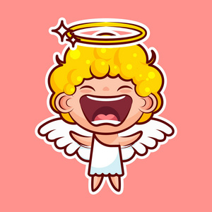 情感喜悦,喊矢量分离图快乐的性格甜神圣实体,可爱的白衣天使,圣精神