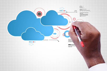 显示云技术的人的数字插图