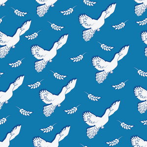 和平的鸽子和橄榄枝为国际和平日