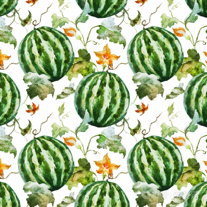 水彩西瓜甜瓜模式
