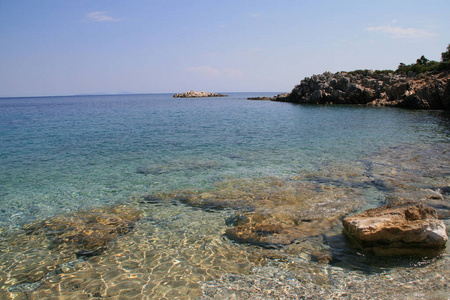 蓝色的海水  拉希海滩，伊萨卡，希腊