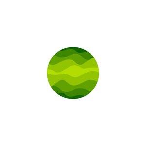 孤立的抽象绿色颜色圆形状标志的白色背景矢量图上的波浪线