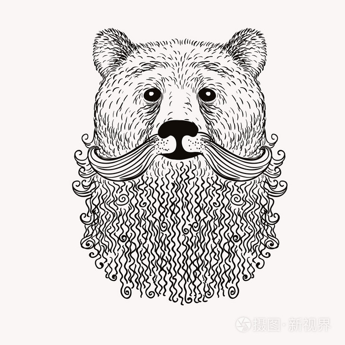 留着胡子的素描熊