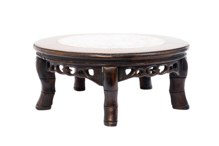 中式风格短古董圆桌大理石顶部和 5 条腿