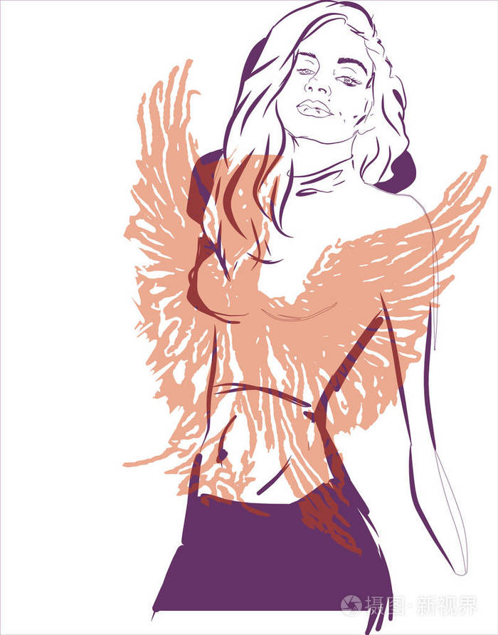 凤凰城的女孩抽象概念