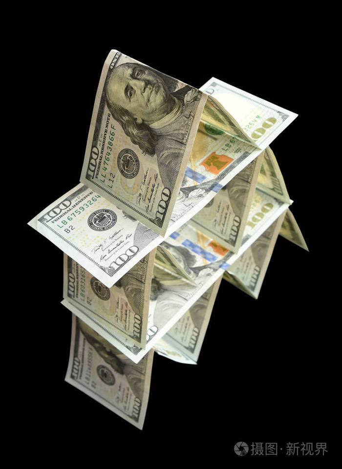 货币pyramidhouse 设计,账单,数百美元