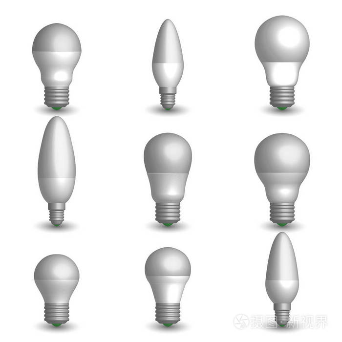 在 3d 中，矢量图的各种 Led 灯泡一套插画-正版商用图片0c2rlc-摄图新视界