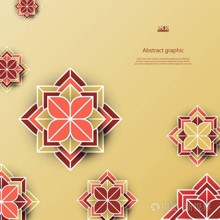 与几何花卉的抽象背景.eps10 矢量图