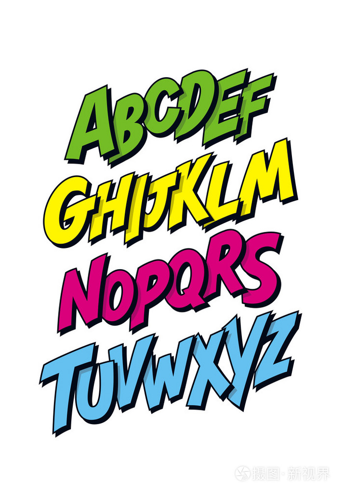 涂鸦漫画风格的字体.矢量字母表插画-正版商用图片0c2zwq-摄图新视界