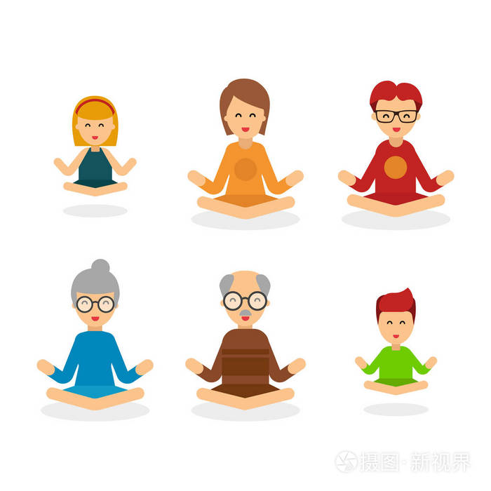 幸福的家庭打坐在荷花的立场.平静的姿势, 心理平衡, 和谐, 灵性能量