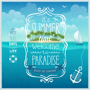夏季时间海报与热带背景