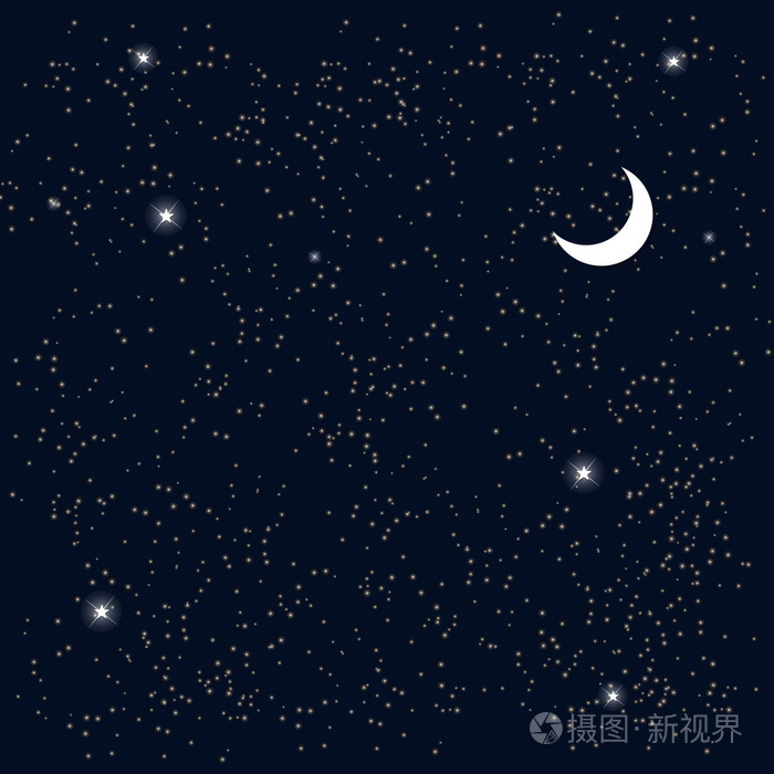 与月亮的星空.矢量图