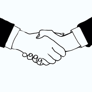 Handshake.Black 和白色绘图。Vektor