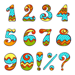 数字和符号集插画